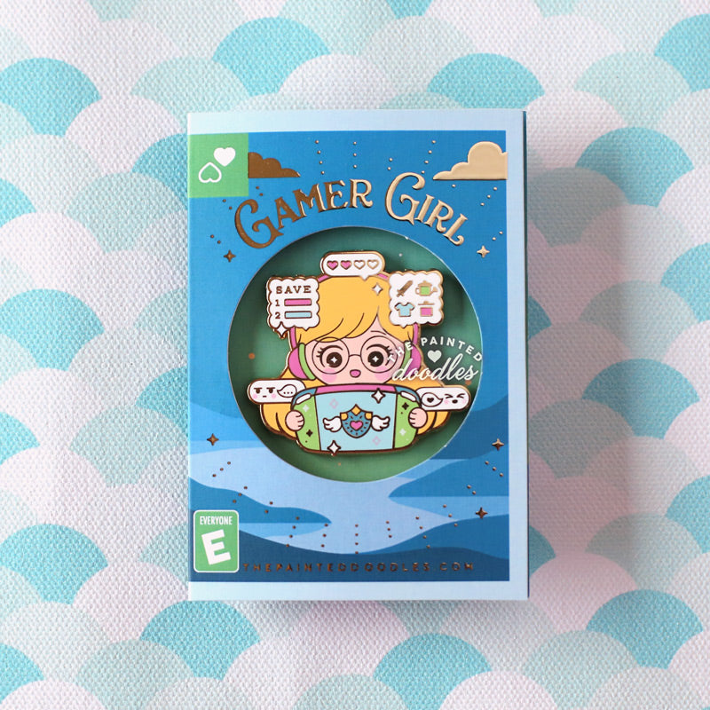 Gamer Pin Design Gamer Girl Enamel Pin: RPG – The Painted Doodles